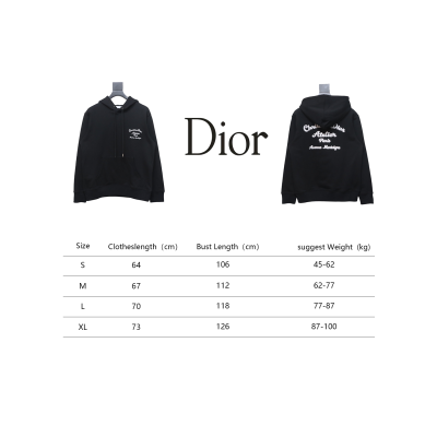 Dior Hoodie With Branded Embroidery On Front And Back Black 02
