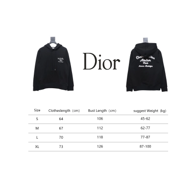 Dior Hoodie With Branded Embroidery On Front And Back Black 02
