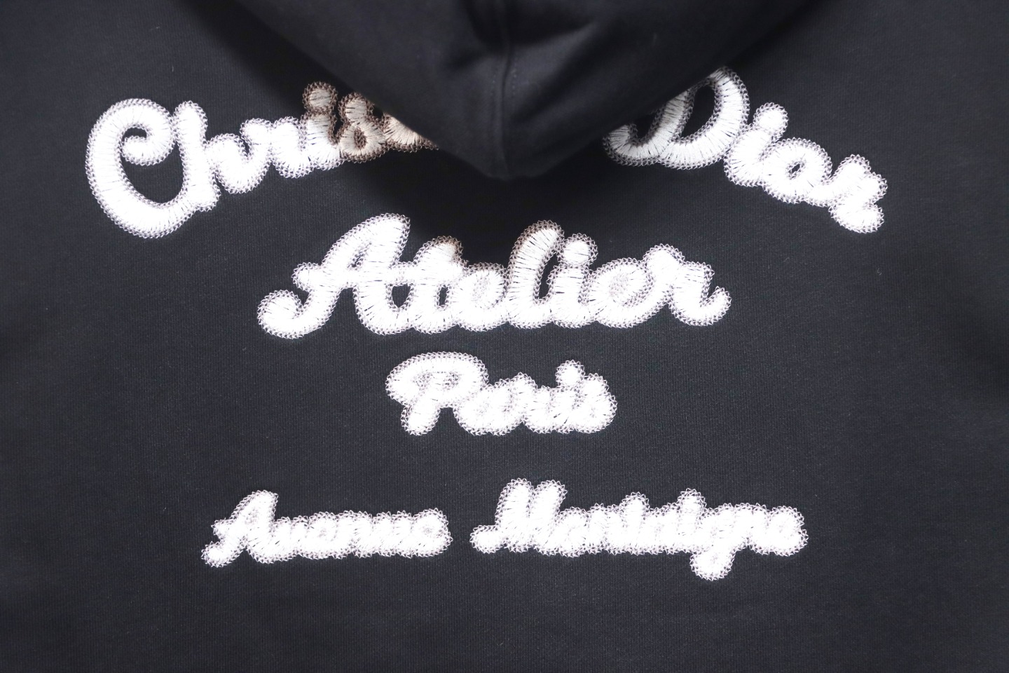 Dior Hoodie With Branded Embroidery On Front And Back Black