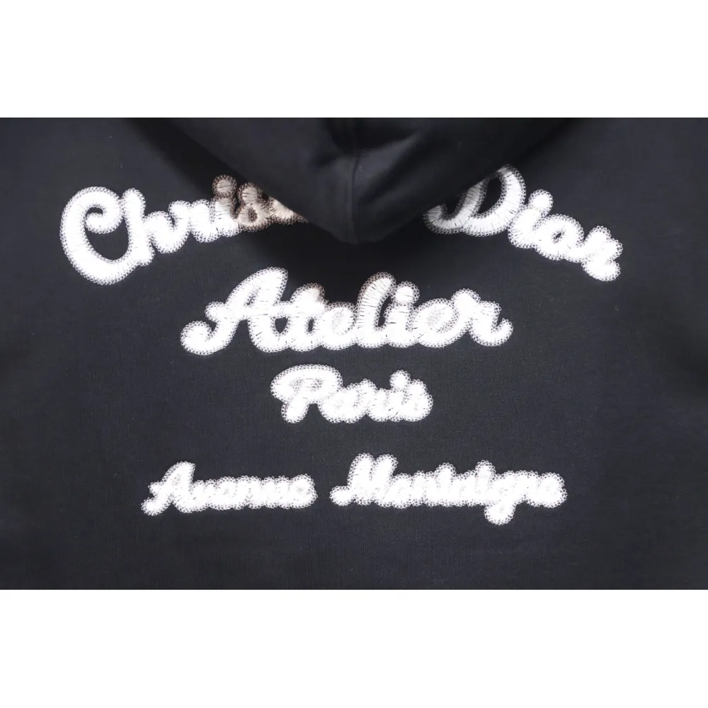 Dior Hoodie With Branded Embroidery On Front And Back Black