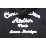 Dior Hoodie With Branded Embroidery On Front And Back Black