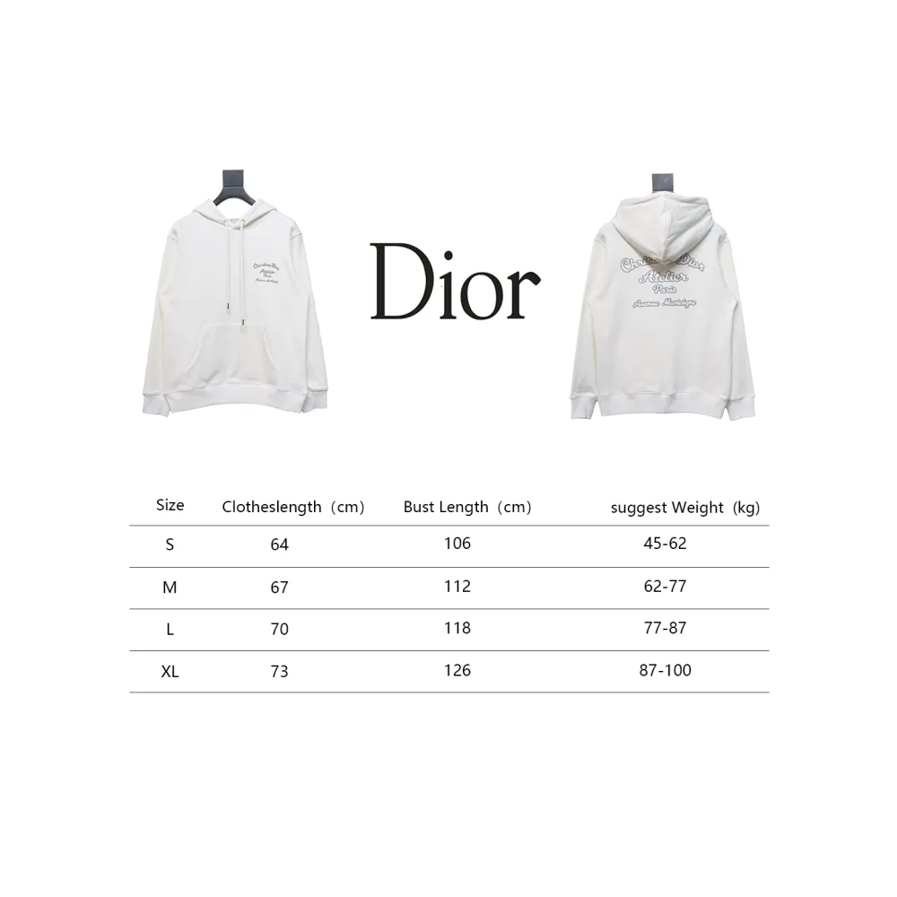 Dior Hoodie With Branded Embroidery On Front And Back White