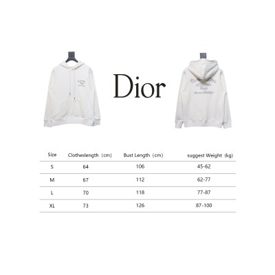 Dior Hoodie With Branded Embroidery On Front And Back White 02