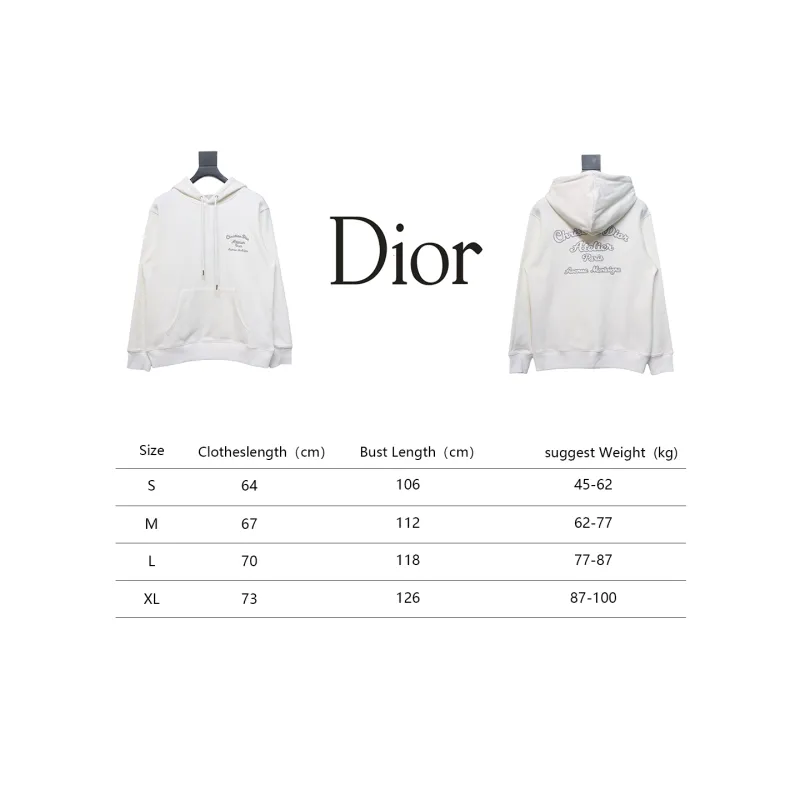 Dior Hoodie With Branded Embroidery On Front And Back White