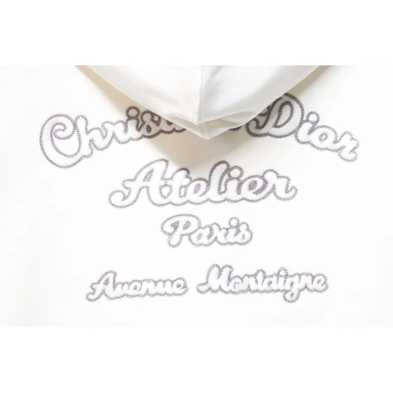 Dior Hoodie With Branded Embroidery On Front And Back White