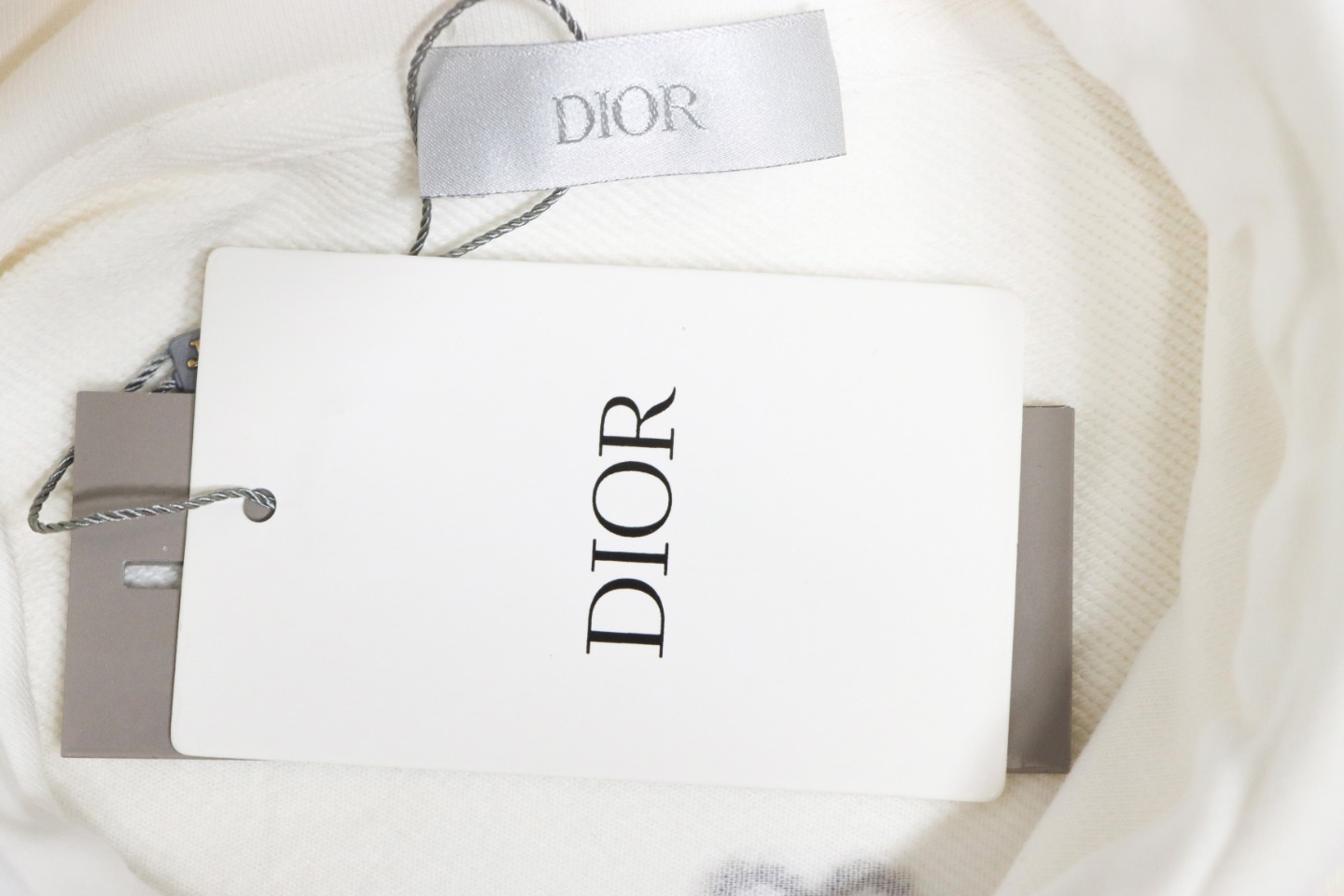 Dior Hoodie With Branded Embroidery On Front And Back White