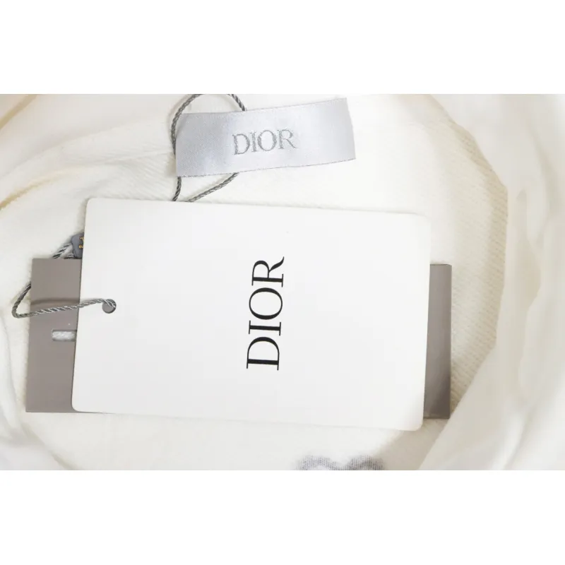Dior Hoodie With Branded Embroidery On Front And Back White
