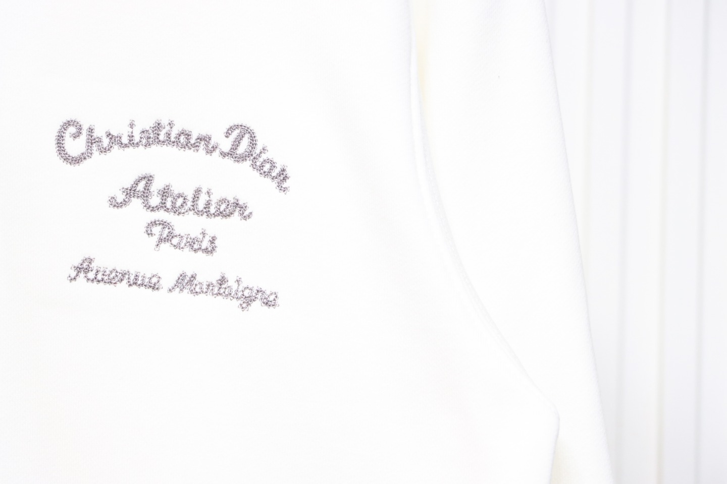 Dior Hoodie With Branded Embroidery On Front And Back White