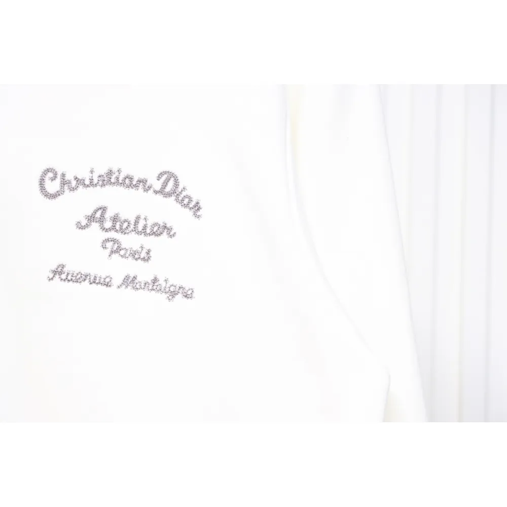 Dior Hoodie With Branded Embroidery On Front And Back White