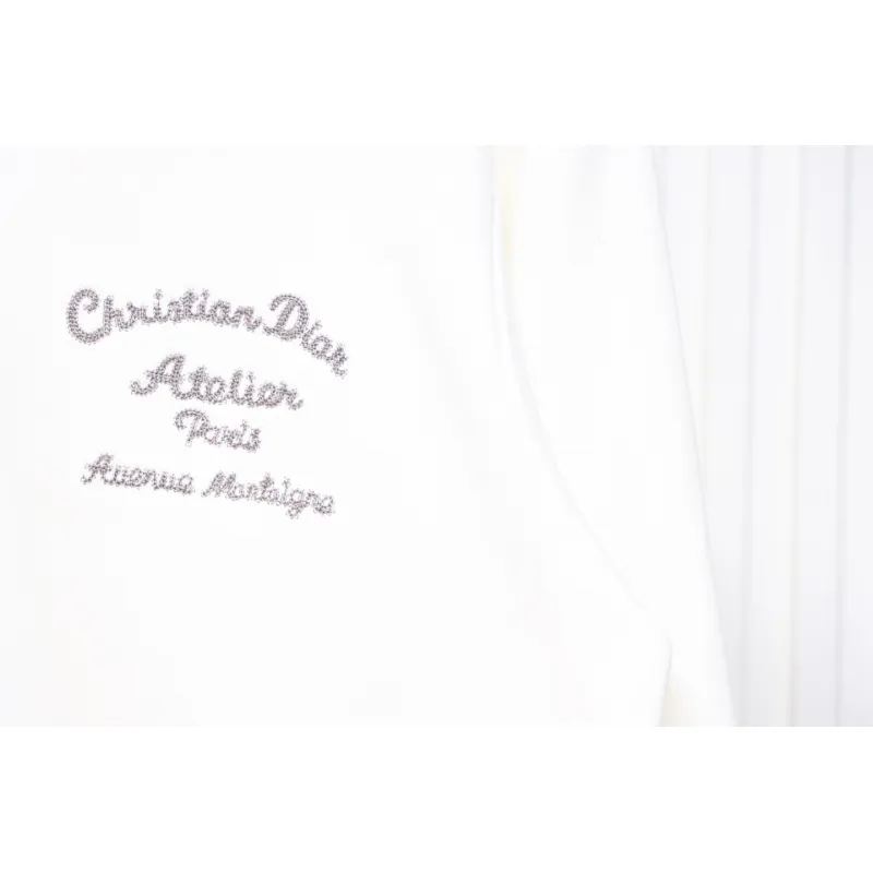 Dior Hoodie With Branded Embroidery On Front And Back White
