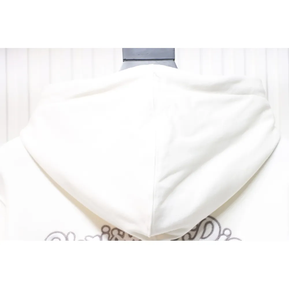Dior Hoodie With Branded Embroidery On Front And Back White