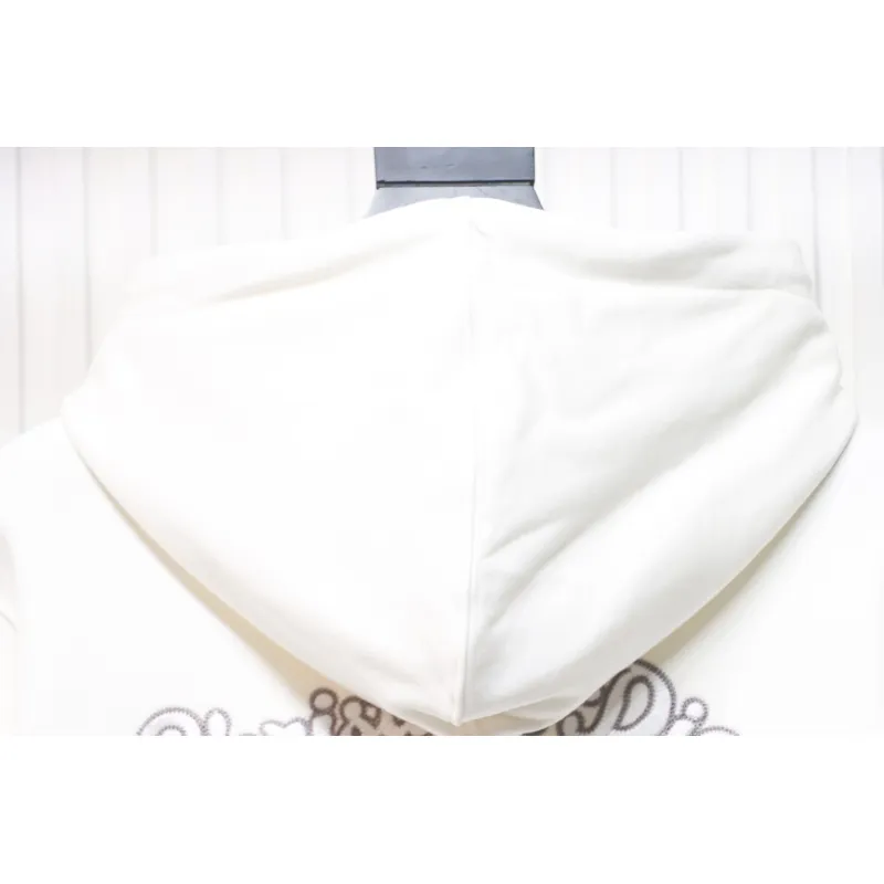 Dior Hoodie With Branded Embroidery On Front And Back White