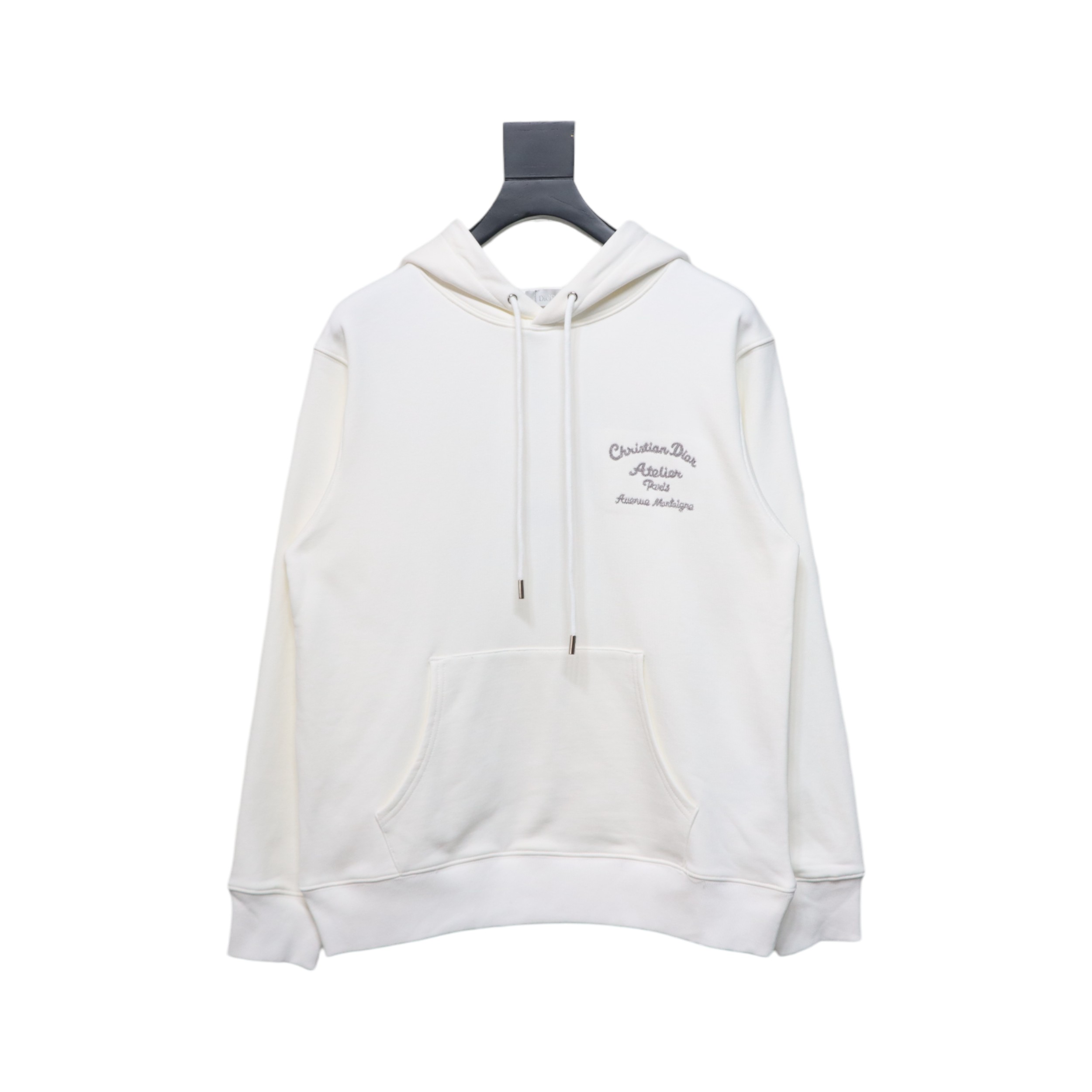 Dior Hoodie With Branded Embroidery On Front And Back White