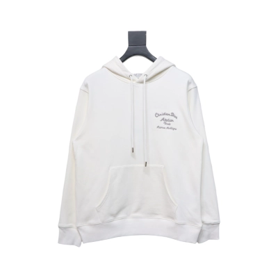 Dior Hoodie With Branded Embroidery On Front And Back White 01