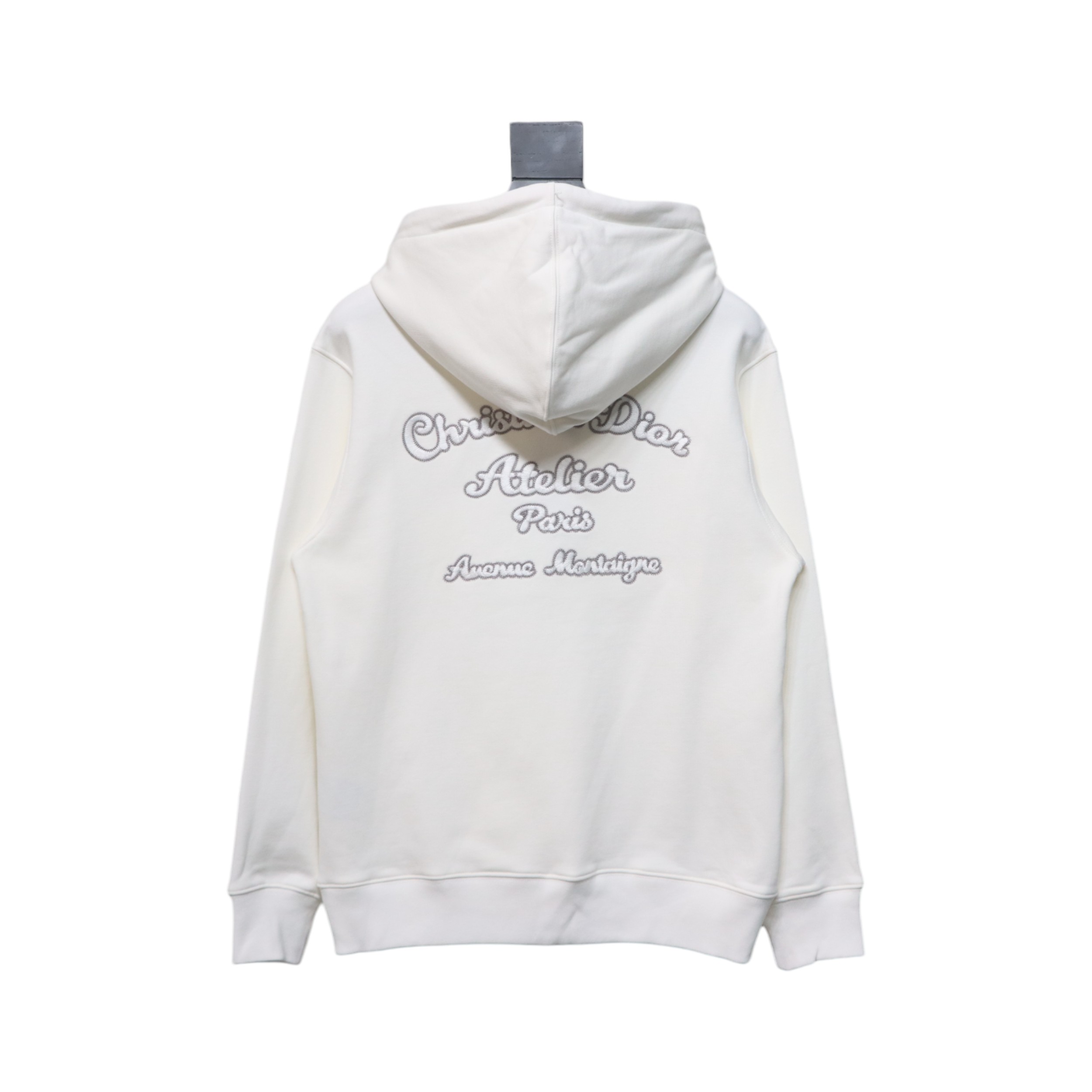Dior Hoodie With Branded Embroidery On Front And Back White