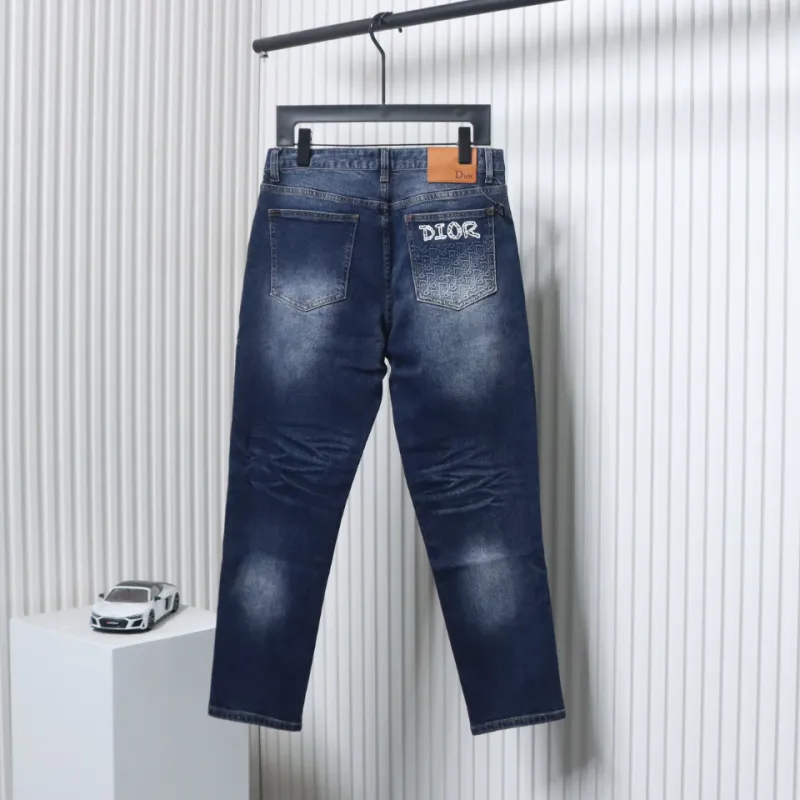 Dior Pocket Embroidered All Over Print Denim Trousers
