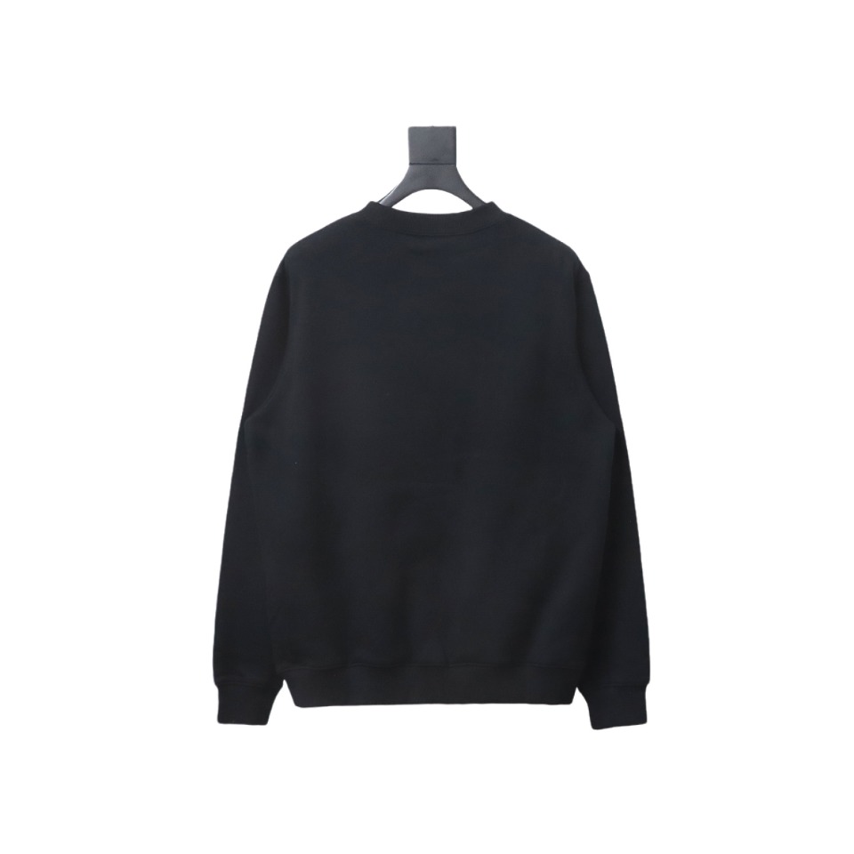 Dior Silver Logo Embroidery Round Neck Plush Sweatshirt Black