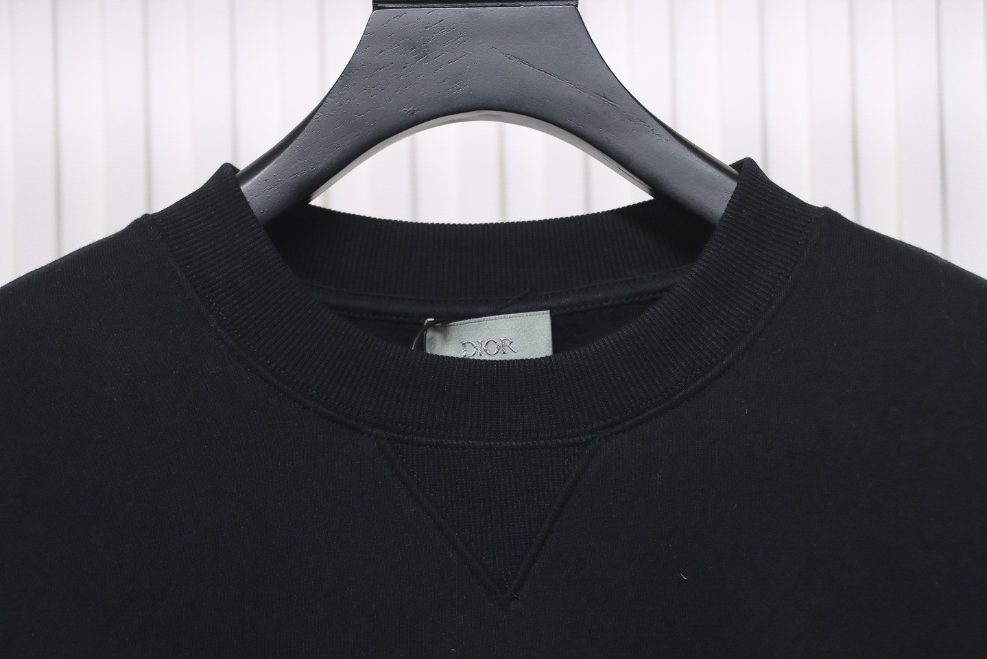 Dior Silver Logo Embroidery Round Neck Plush Sweatshirt Black