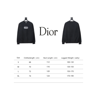 Dior Silver Logo Embroidery Round Neck Plush Sweatshirt Black 02