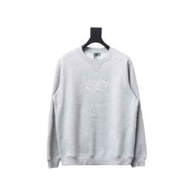Dior Silver Logo Embroidery Round Neck Plush Sweatshirt Grey 01