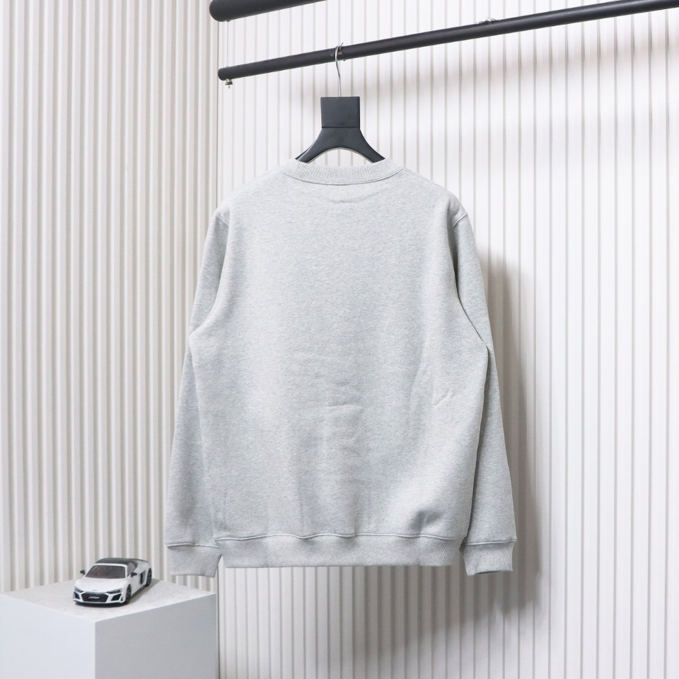 Dior Silver Logo Embroidery Round Neck Plush Sweatshirt Grey