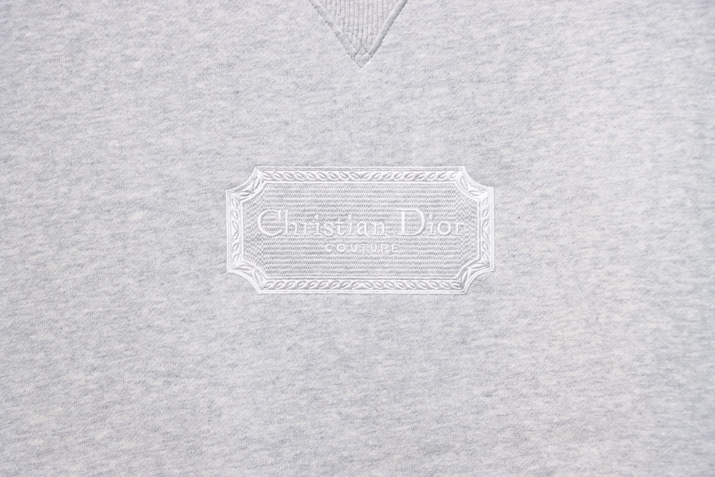 Dior Silver Logo Embroidery Round Neck Plush Sweatshirt Grey