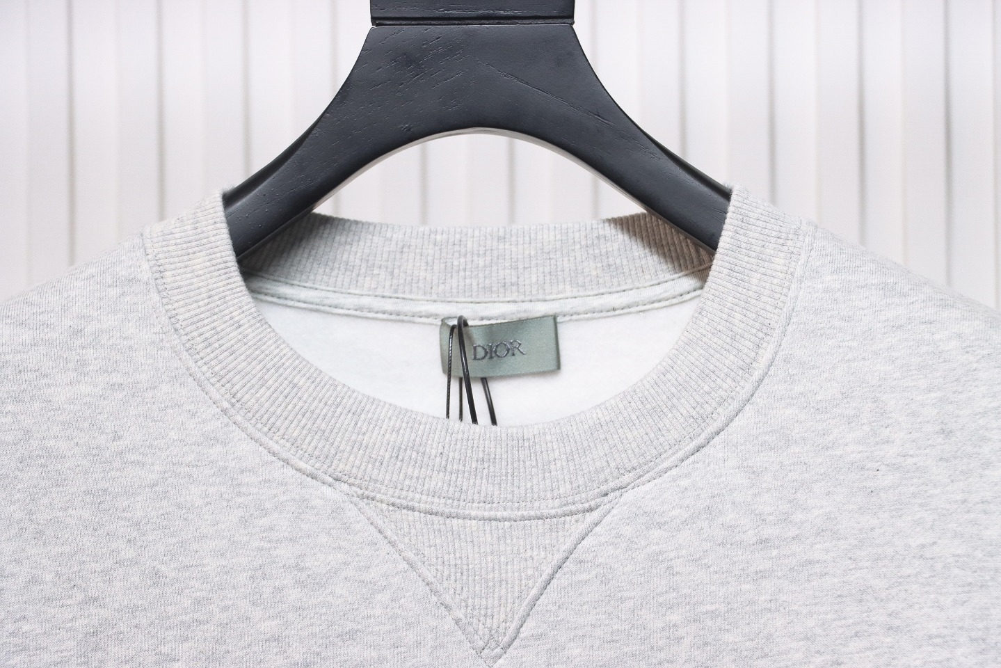 Dior Silver Logo Embroidery Round Neck Plush Sweatshirt Grey