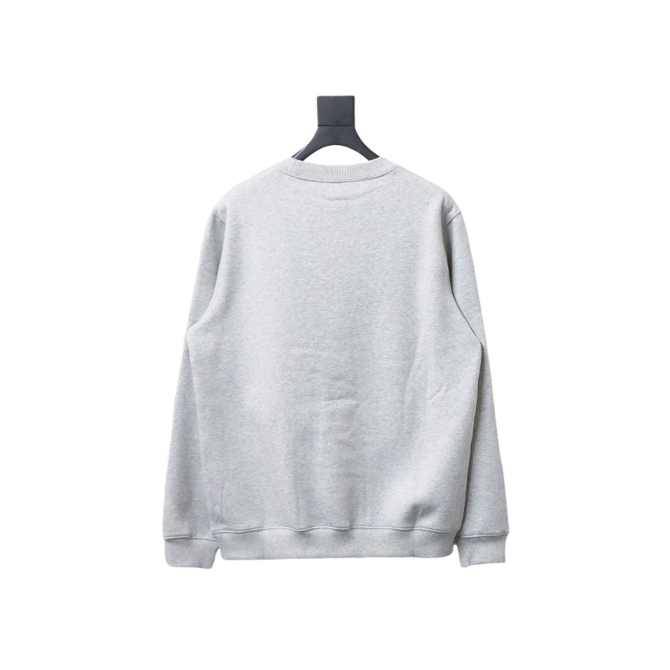Dior Silver Logo Embroidery Round Neck Plush Sweatshirt Grey