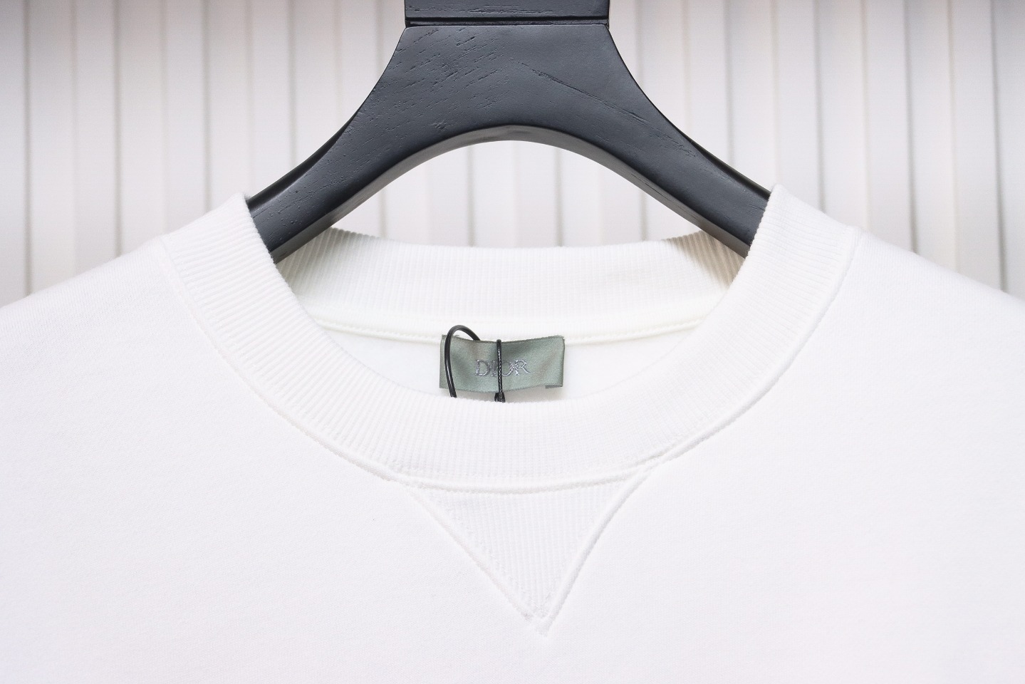 Dior Silver Logo Embroidery Round Neck Plush Sweatshirt White