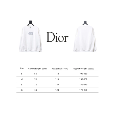 Dior Silver Logo Embroidery Round Neck Plush Sweatshirt White 02