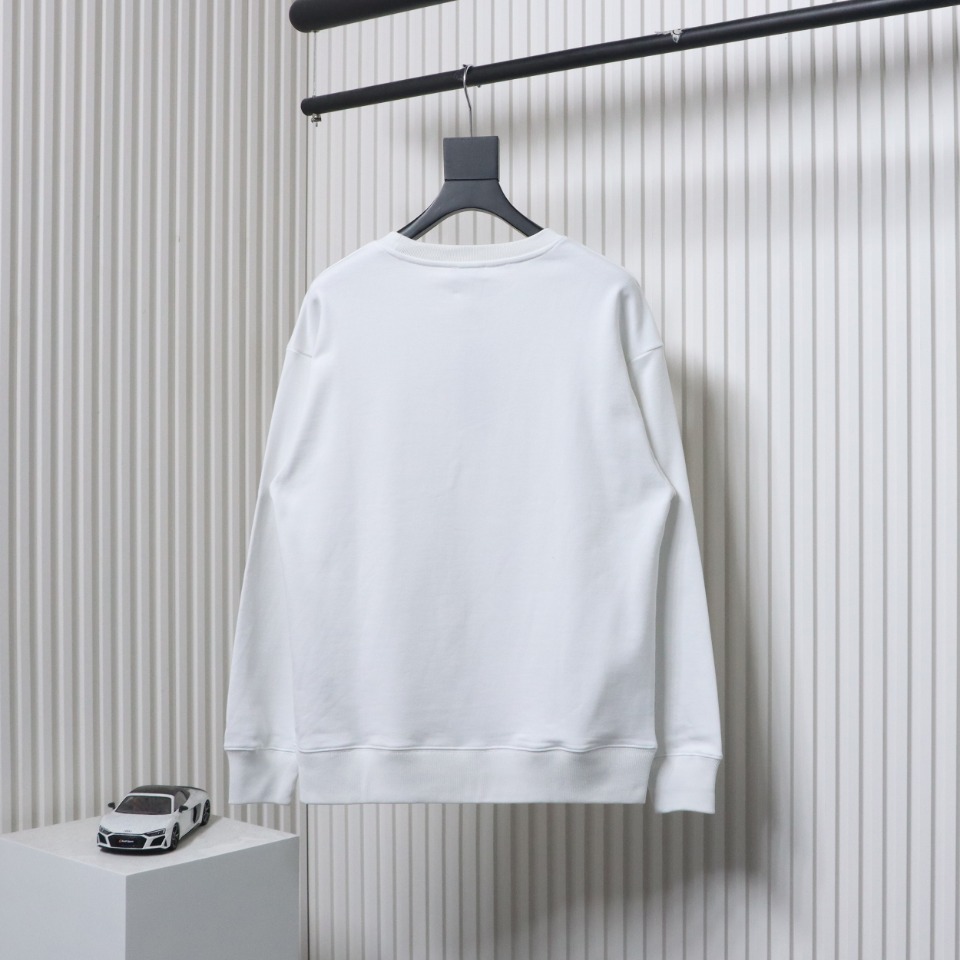 Dior White Round Neck Sweatshirt With Monogram Patch Embroidery On The Chest