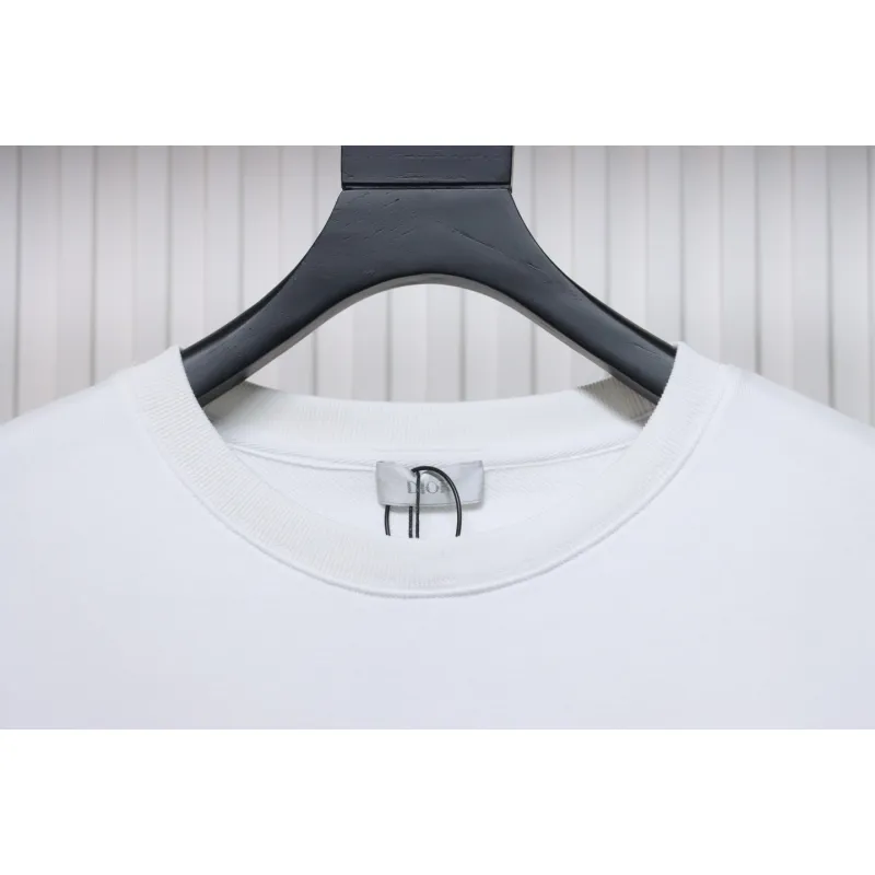 Dior White Round Neck Sweatshirt With Monogram Patch Embroidery On The Chest