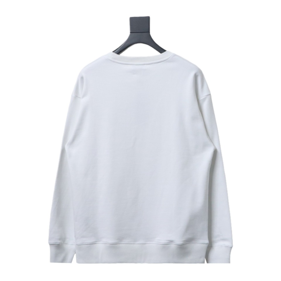 Dior White Round Neck Sweatshirt With Monogram Patch Embroidery On The Chest