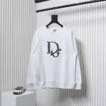 Dior White Round Neck Sweatshirt With Monogram Patch Embroidery On The Chest