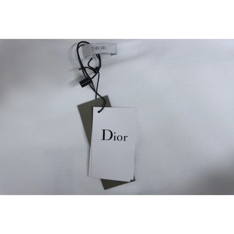 Dior White Round Neck Sweatshirt With Monogram Patch Embroidery On The Chest
