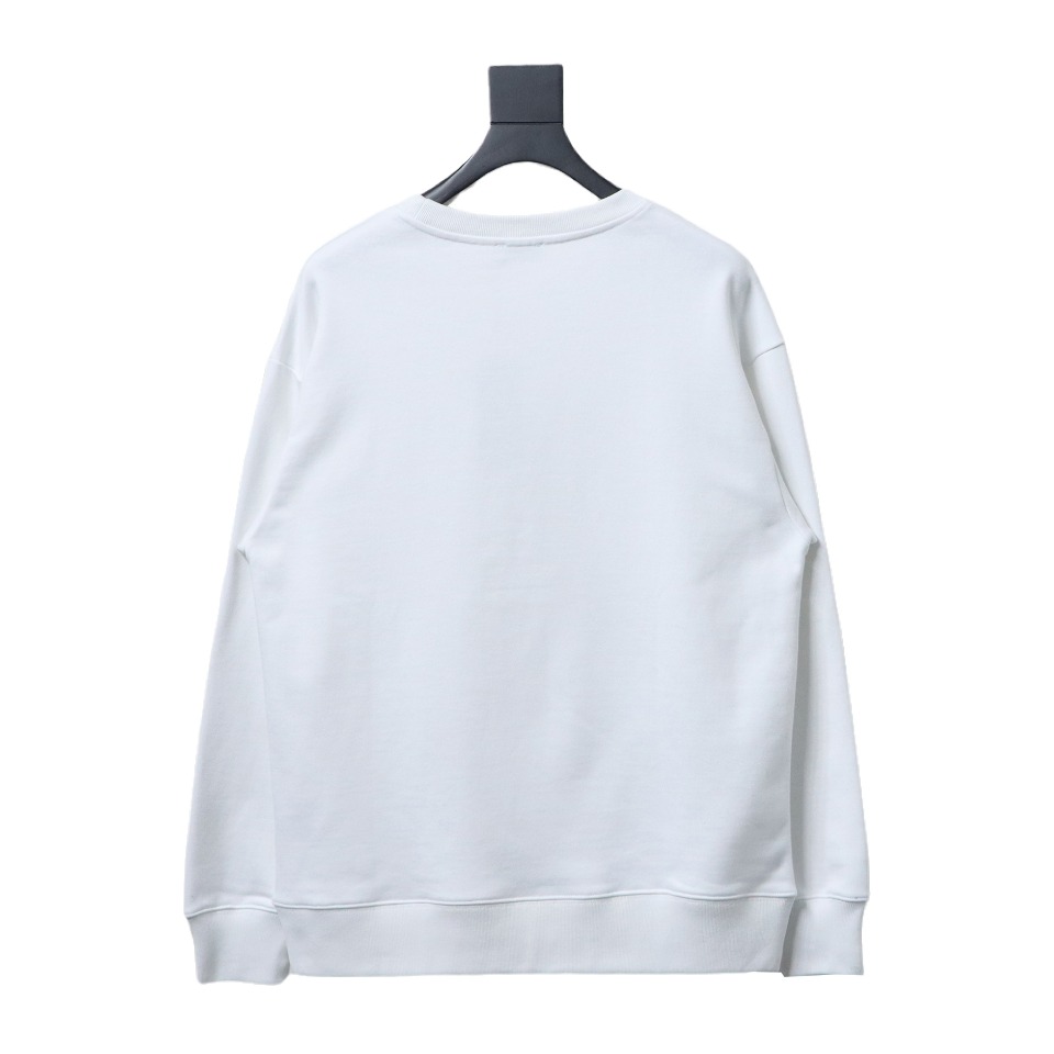 Dior White Round Neck Sweatshirt With Monogram Patch On Chest