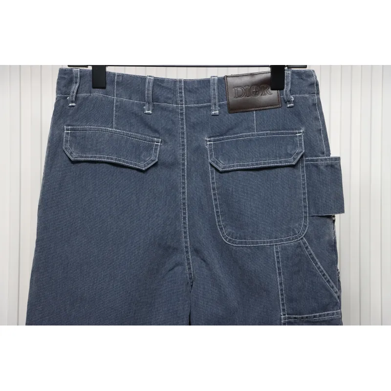 Dior x Stone Island 24Fw Pocket Dior Island Logo Denim Pants Blue