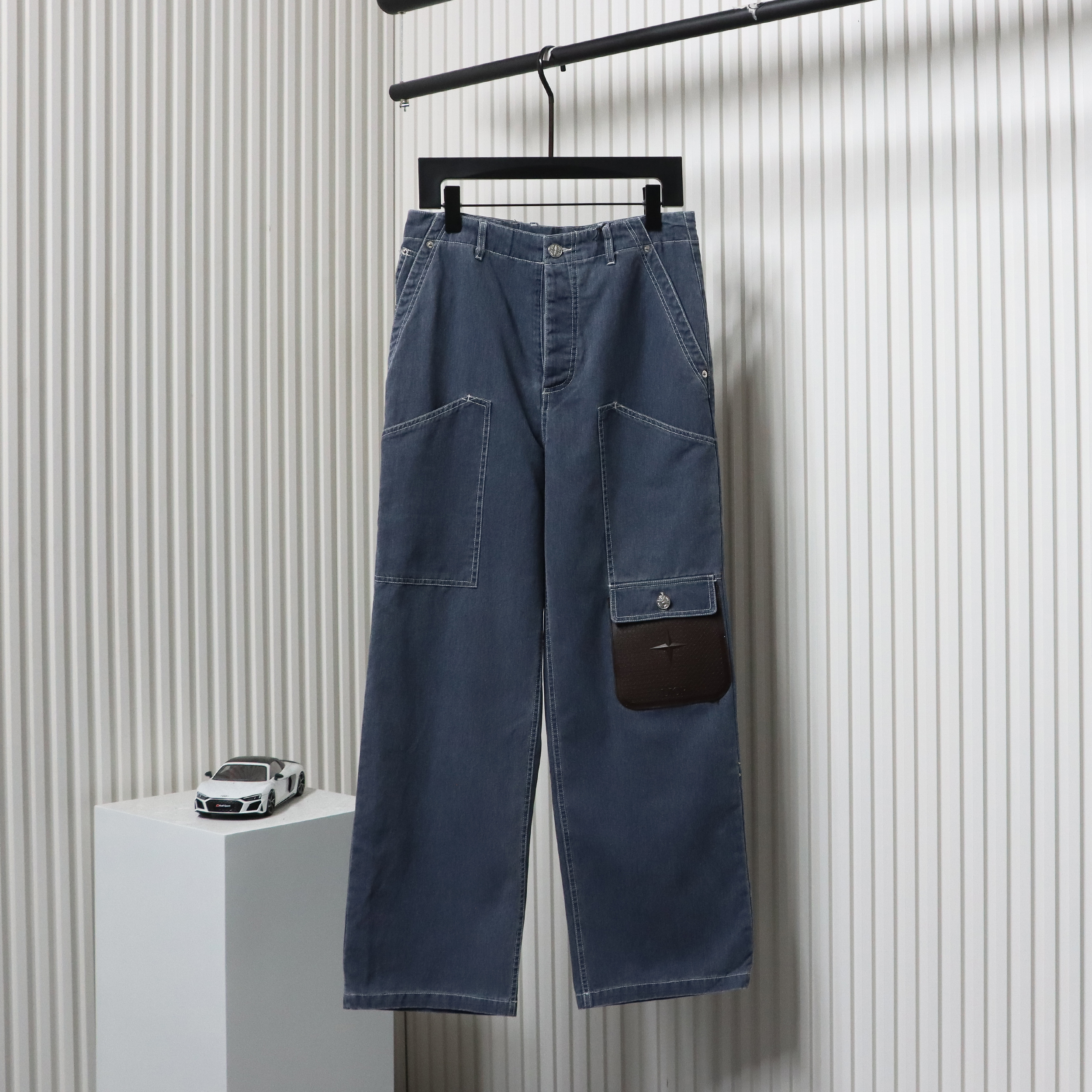 Dior x Stone Island 24Fw Pocket Dior Island Logo Denim Pants Blue