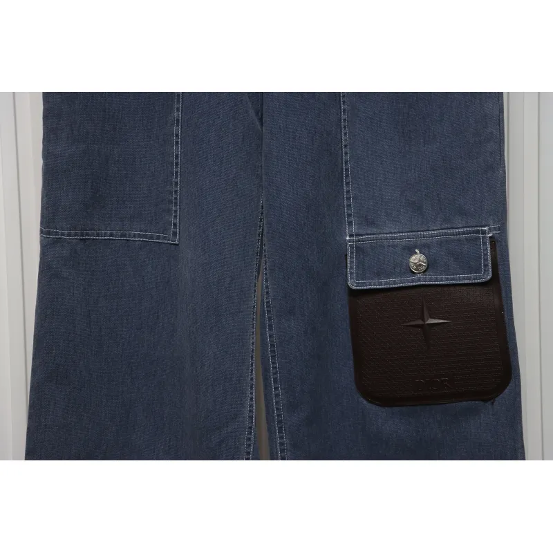 Dior x Stone Island 24Fw Pocket Dior Island Logo Denim Pants Blue