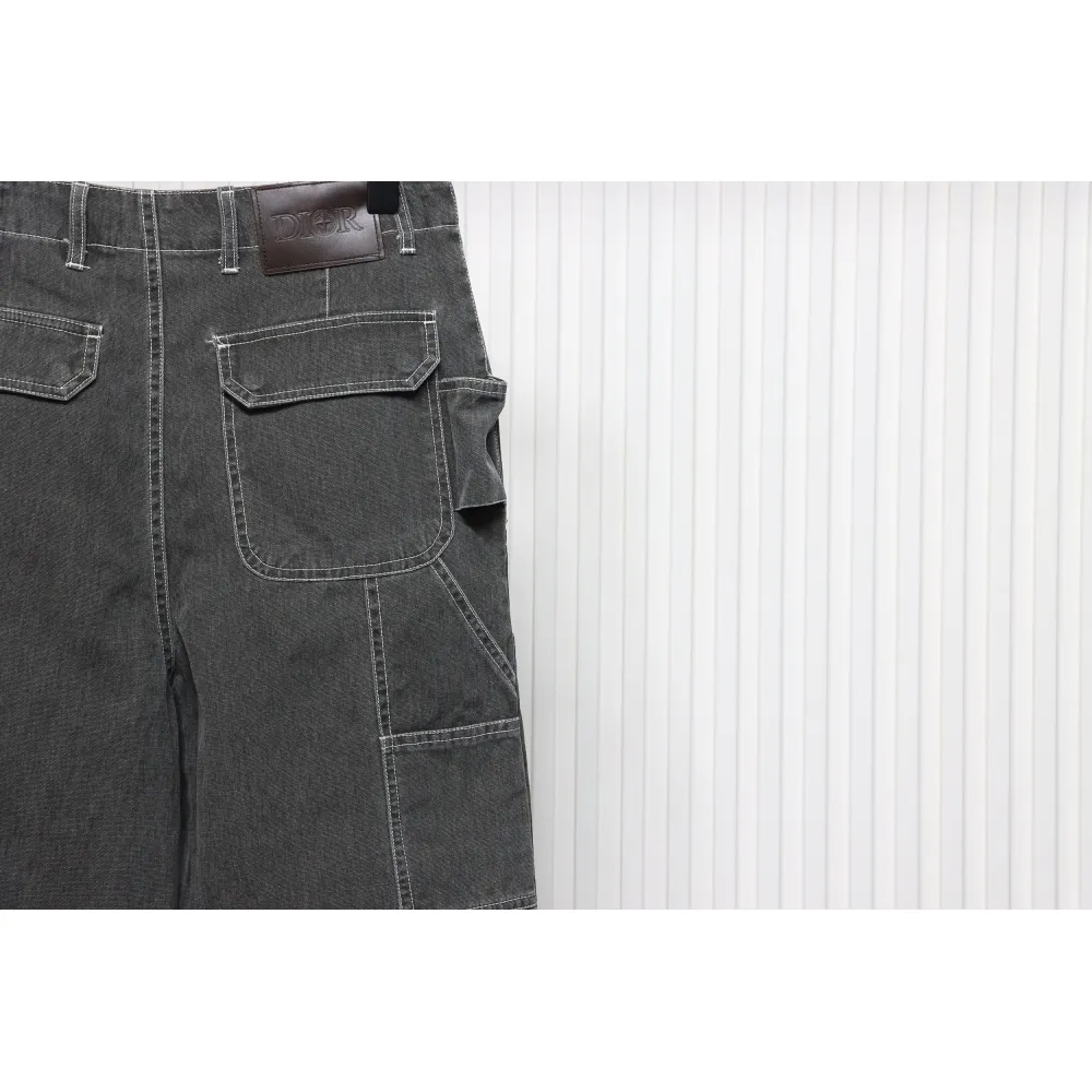 Dior x Stone Island 24Fw Pocket Dior Island Logo Denim Pants Grey