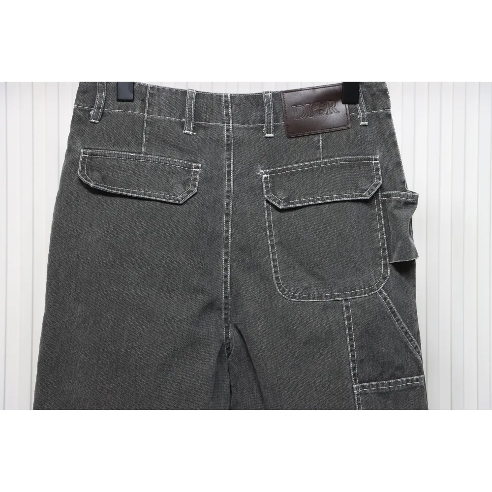 Dior x Stone Island 24Fw Pocket Dior Island Logo Denim Pants Grey
