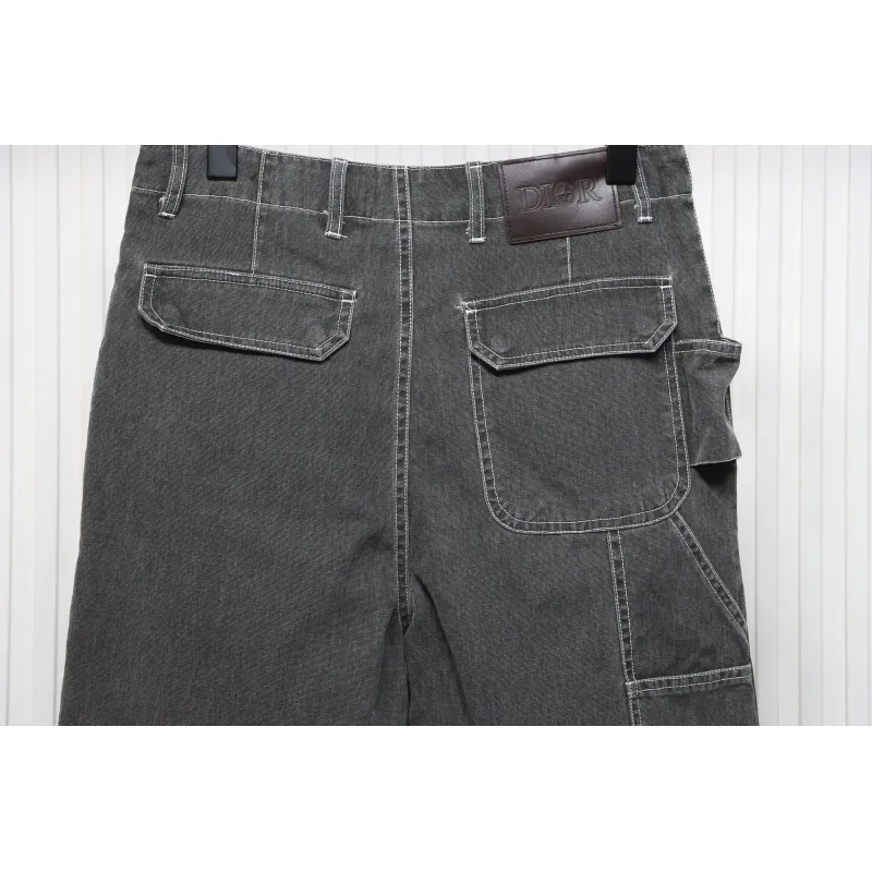 Dior x Stone Island 24Fw Pocket Dior Island Logo Denim Pants Grey