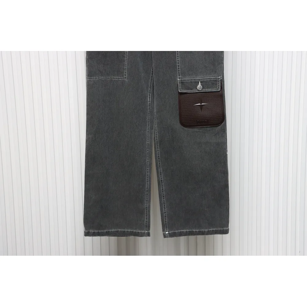 Dior x Stone Island 24Fw Pocket Dior Island Logo Denim Pants Grey