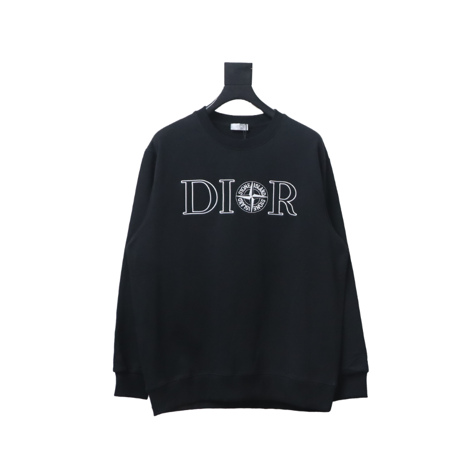 Dior x Stonelsland Embroidered Logo Crewneck Sweatshirt Black