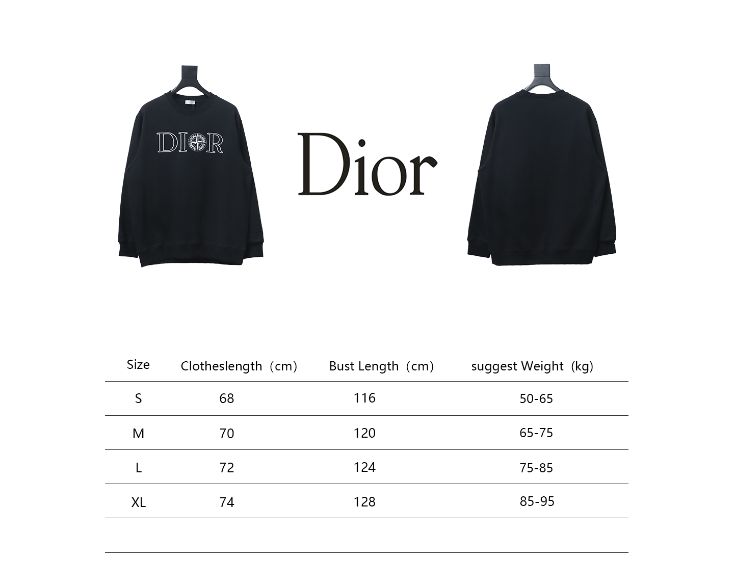 Dior x Stonelsland Embroidered Logo Crewneck Sweatshirt Black