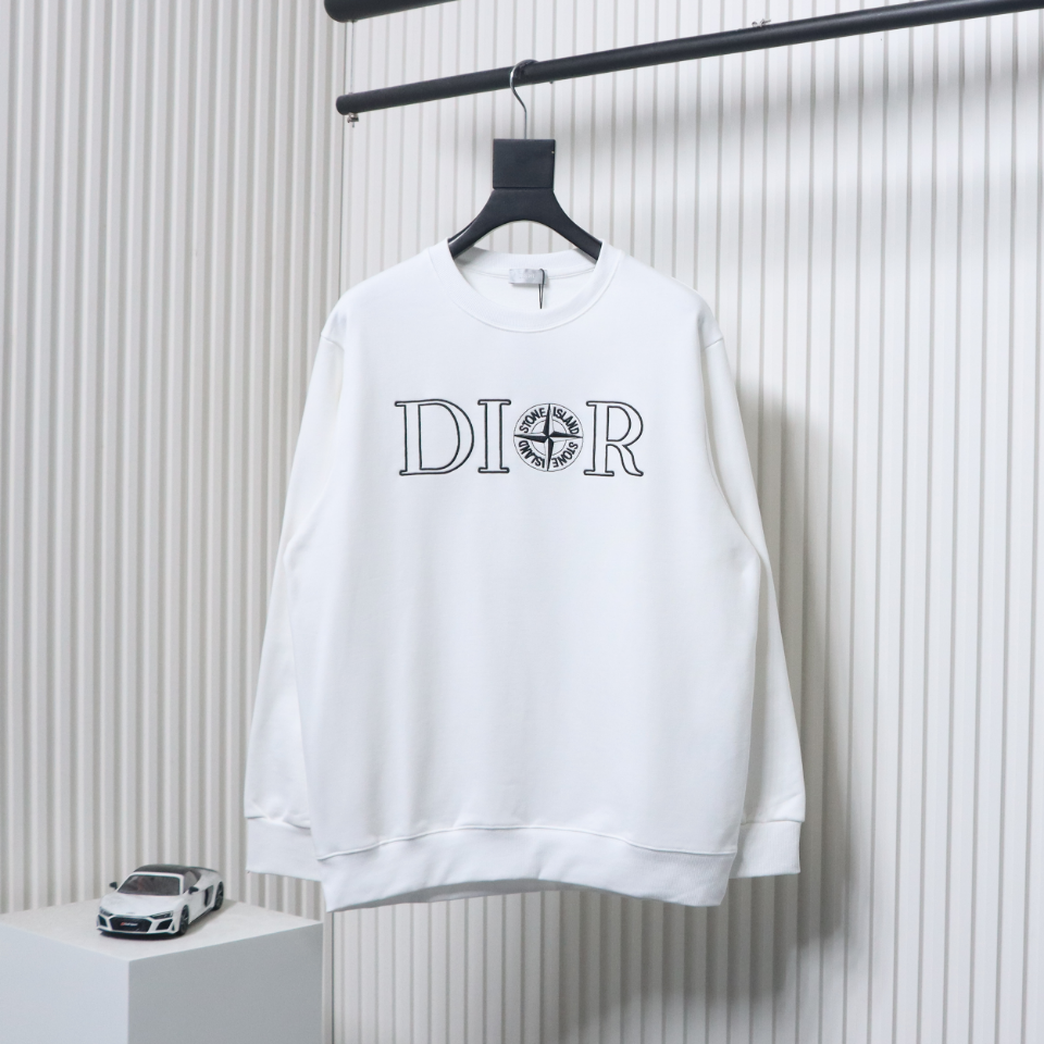 Dior x Stonelsland Embroidered Logo Crewneck Sweatshirt White