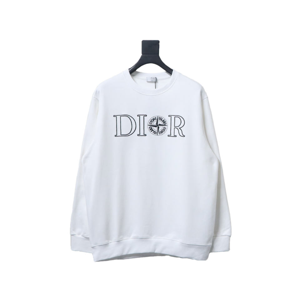 Dior x Stonelsland Embroidered Logo Crewneck Sweatshirt White