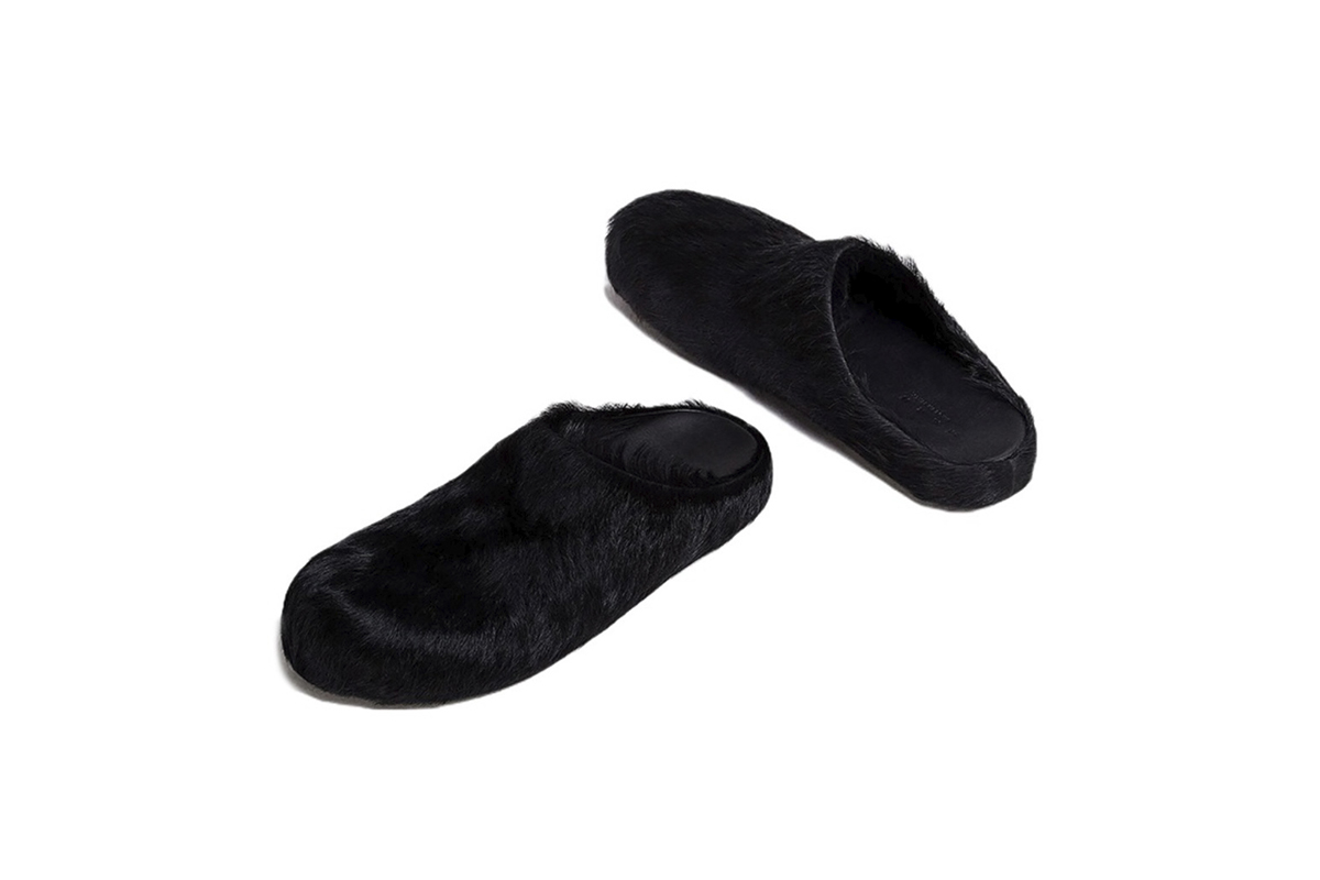 Marni Long-Hair Calfskin Fussbett Sabot Black SBMR000600P412200N99