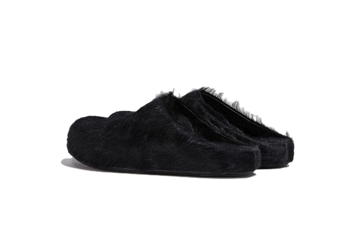 Marni Long-Hair Calfskin Fussbett Sabot Black SBMR000600P412200N99