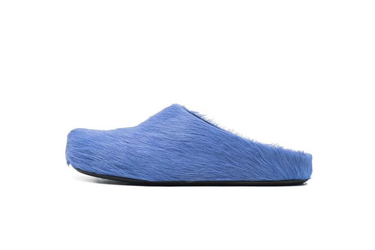 Marni Long-Hair Calfskin Fussbett Sabot Blue SBMR000600P412200B50